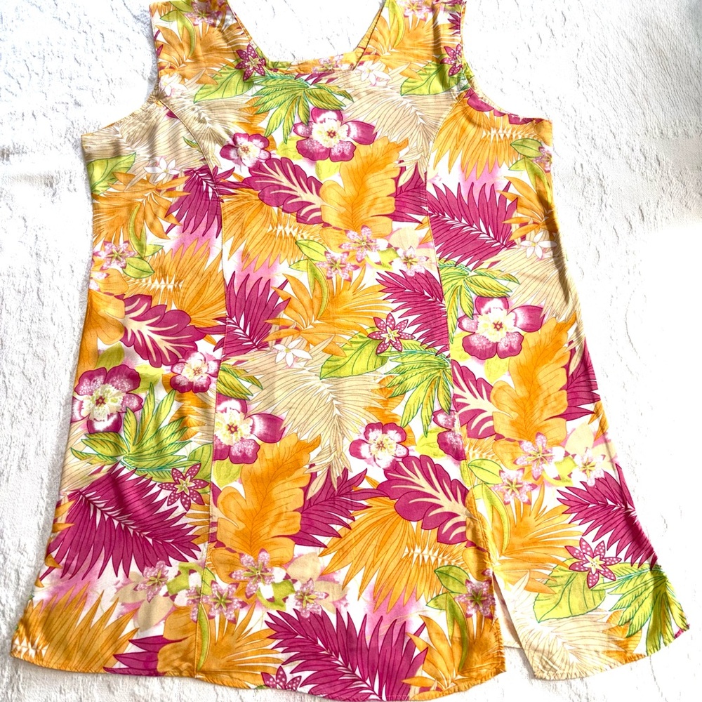 Tropical Floral Tank Top - Pink & Yellow